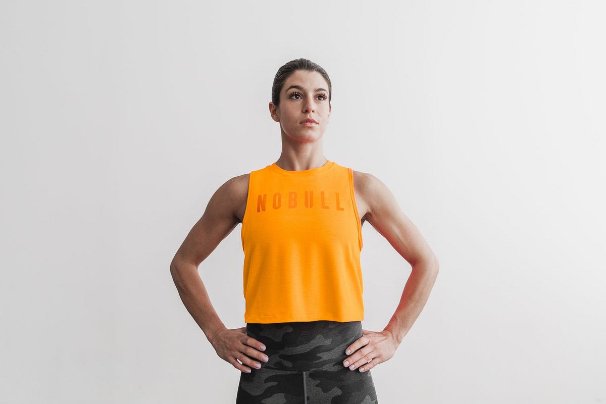 Nobull Muscle Neon Women\'s Tank Tops Orange | Australia (WA7124)